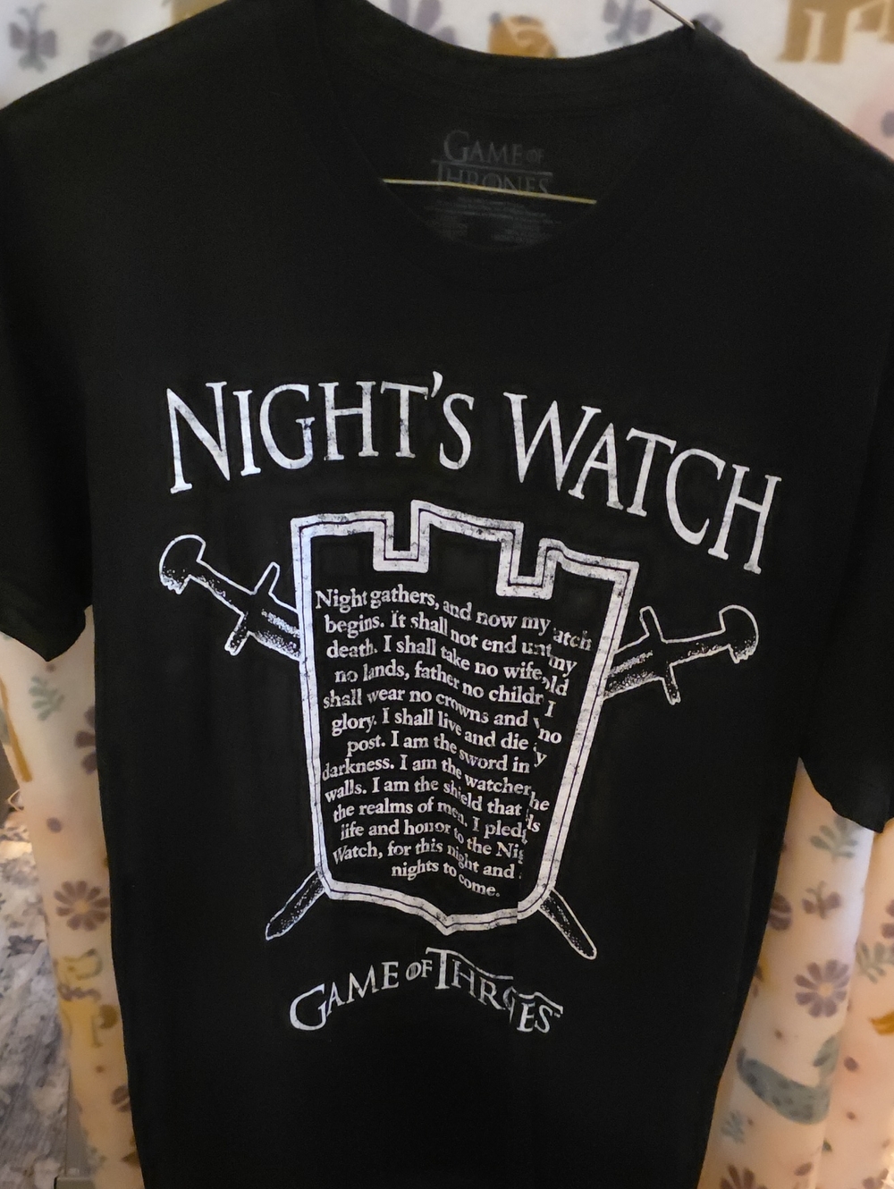 black Game of Thrones Night's Watch Oath T-Shirt